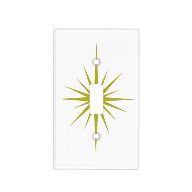 Avocado Green Starburst Mid Century Modern Retro Light Switch Cover (Front)