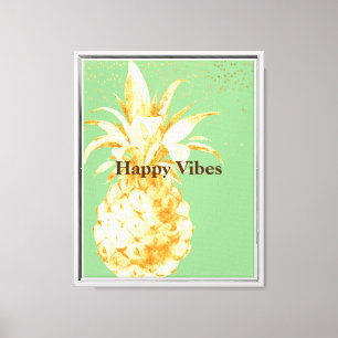 Avocado Green Yellow Gold Pineapple Canvas Print