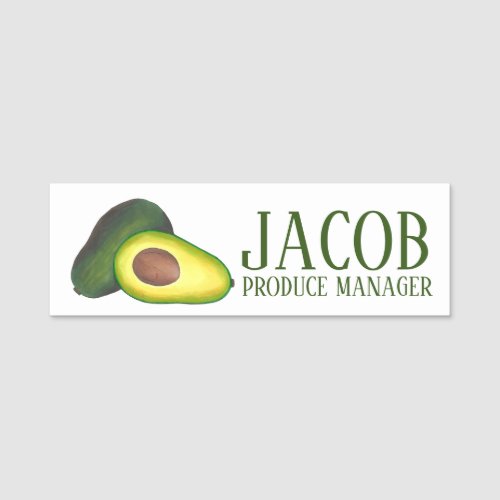 Avocado Grocery Store Produce Manager Chef Name Tag