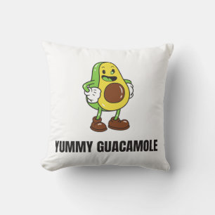 Avocado Guacamole Food Kawaii Face Throw Pillow