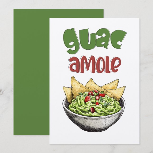 Avocado Guacamole & Tortillas Mexican Food Invitation (Front/Back)