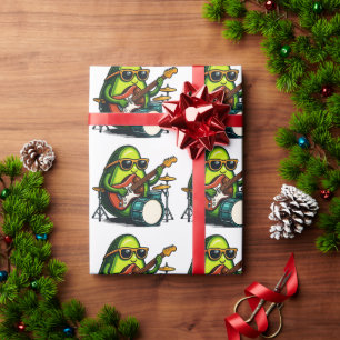 Avocado Guitarist Art Cool Fruit Band Wrapping Paper