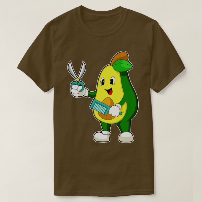 Avocado Hairdresser Scissors Comb  T-Shirt (Design Front)