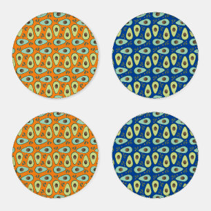 Avocado Half Herbs Pattern  Coaster Set