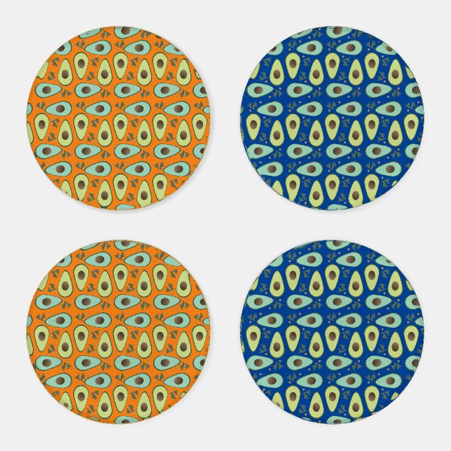 Avocado Half Herbs Pattern  Coaster Set (Set)