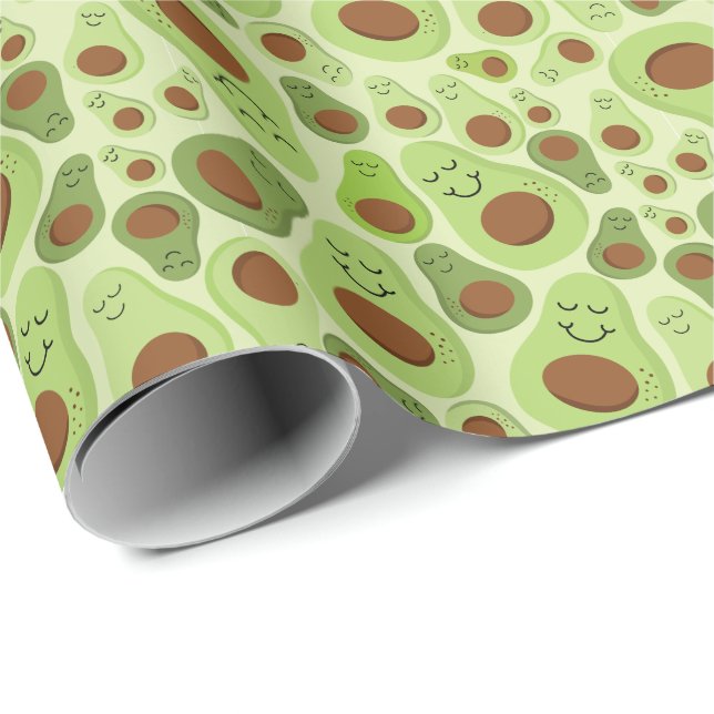 Avocado Happy Little Avos Hass Avocados Pattern Wrapping Paper (Roll Corner)