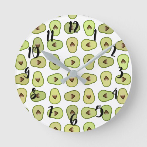 Avocado Heart Fruit Trendy Food Whimsical Cool Round Clock