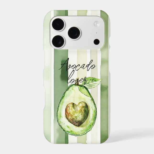 Avocado Heart Green Stripes iPhone Case (Back)