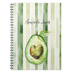 Avocado Heart Green Stripes Notebook