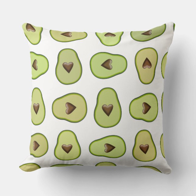 Avocado Heart Healthy Fruit Fun Whimsical Party Throw Pillow (Front)