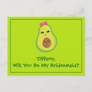 Avocado Hipster Will You be My Bridesmaid Postcard