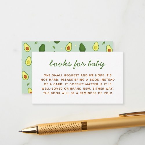 Avocado Holy Guacamole Baby Shower Book Request Enclosure Card