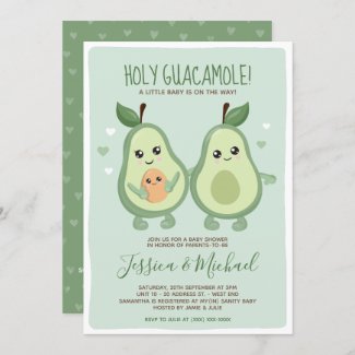 Avocado Holy Guacamole Baby Shower Invitation