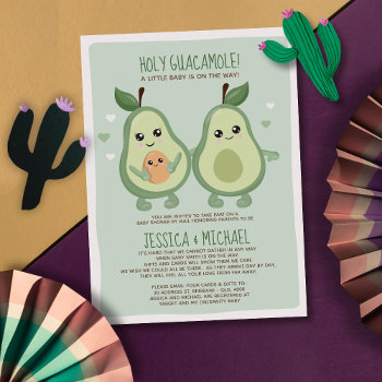 Avocado Holy Guacamole Baby Shower Invitation by MyInsanity at Zazzle