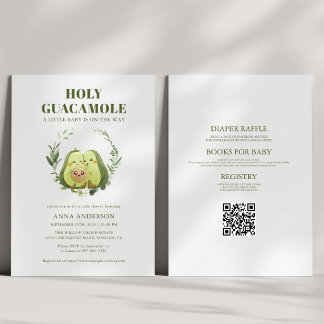 Avocado Holy Guacamole QR Code Baby Shower Invitation