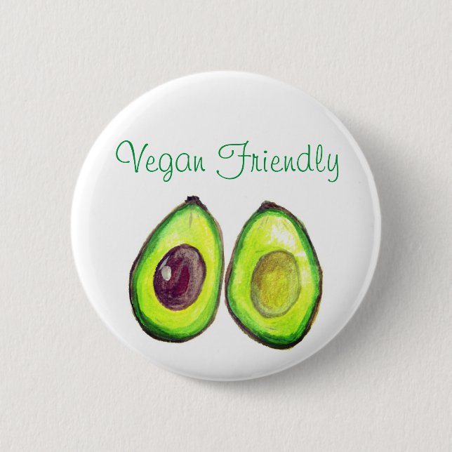 Avocado Humor Text Vegan Food Healthy Fruit Button (Front)