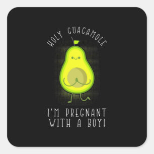 Avocado I Am Pregnant With A Boy Square Sticker