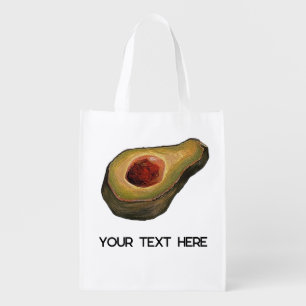 Avocado illustration, customisable grocery bag