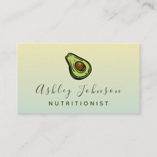 Avocado Illustration Nutritionist Dietician Ombre  Business Card