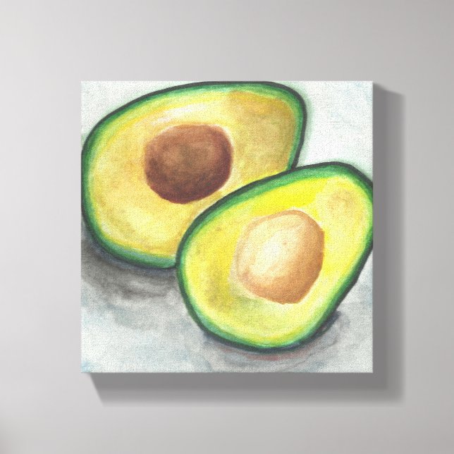 Avocado in Watercolor Canvas Print (Front)