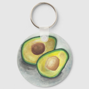 Avocado in Watercolor Keychain
