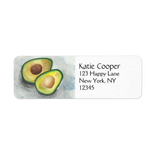 Avocado in Watercolor Label