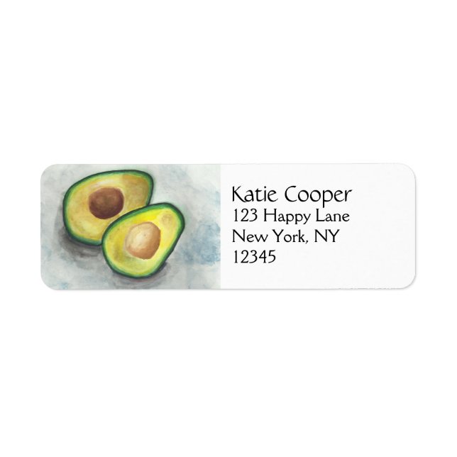 Avocado in Watercolor Label (Front)