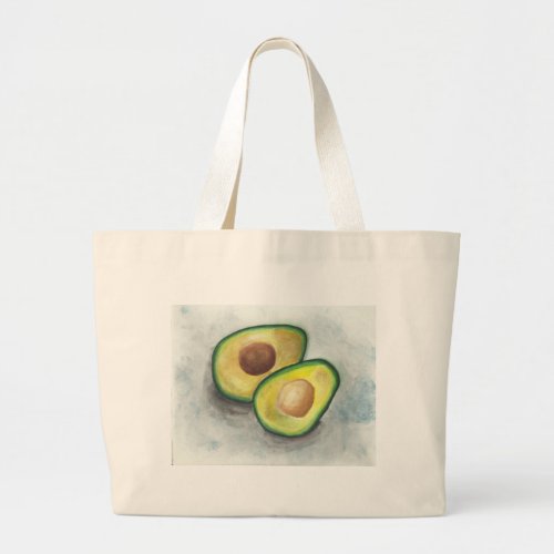 Avocado in Watercolor Large Tote Bag