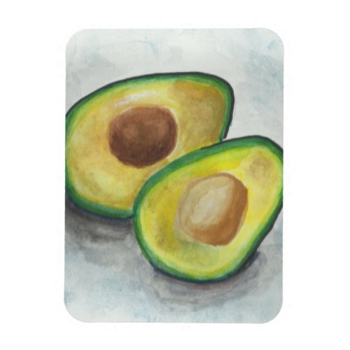 Avocado in Watercolor on a gray Background Magnet