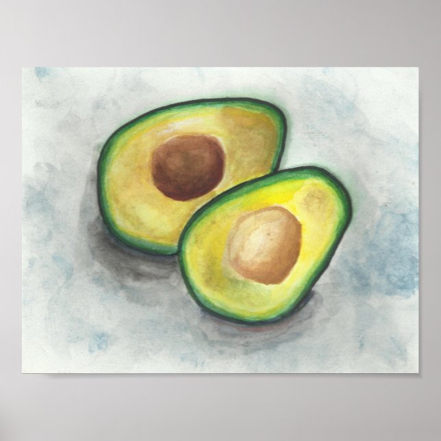 Avocado in Watercolor Poster (Front)