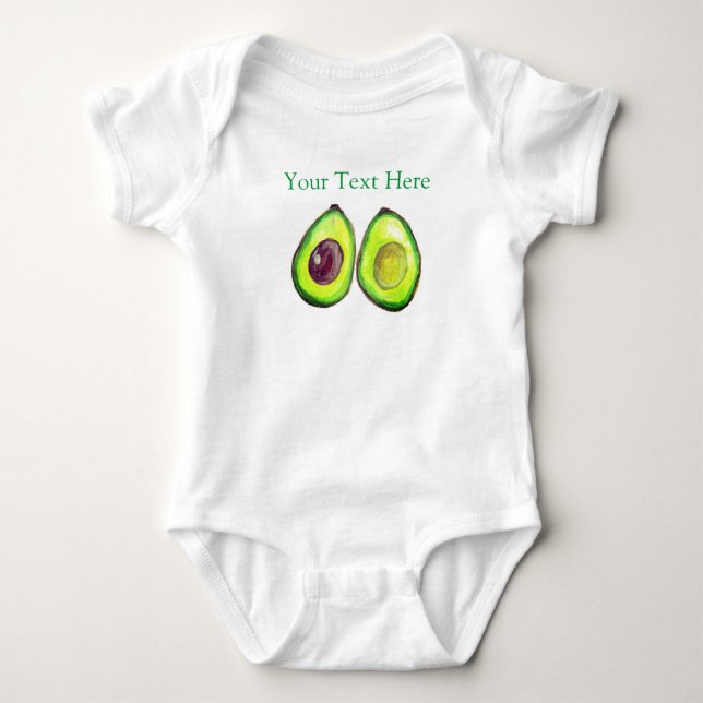 Avocado Kids Text Vegan Food Healthy Fruit  Baby B Bodysuit (Front)