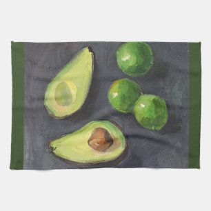 Avocado Lime Green Gray Art Kitchen Towel