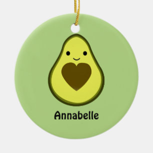 Avocado Love Cute Avocado with a heart Pit Ceramic Ornament