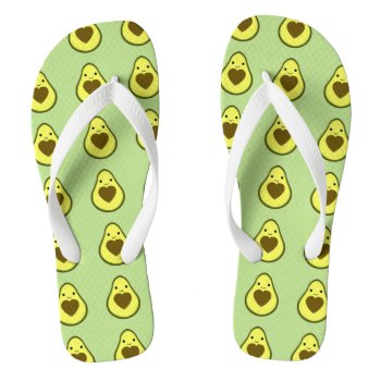 Avocado Love Cute Avocado With A Heart Pit Flip Flops by Egg_Tooth at Zazzle