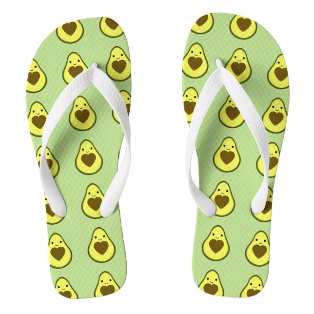 Avocado Love Cute Avocado with a heart Pit Flip Flops (Footbed)