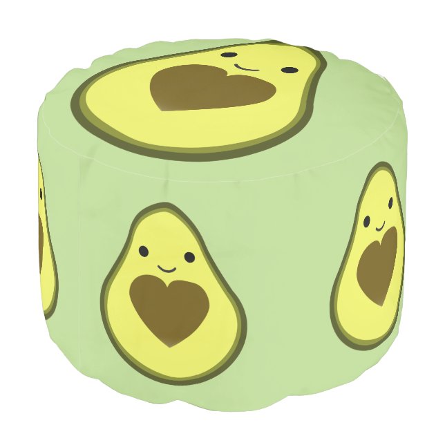 Avocado Love Cute Avocado with a heart Pit Pouf (Angled Back)