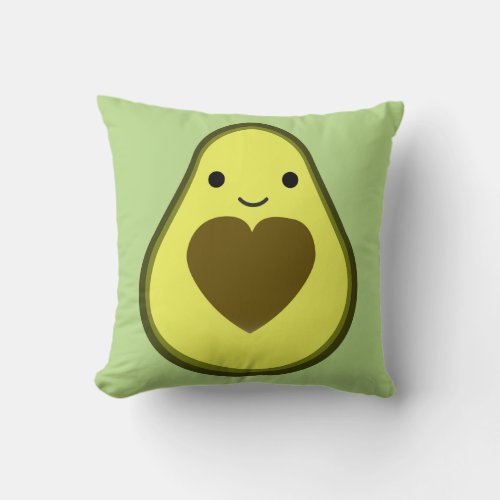 Avocado Love Cute Avocado with a heart Pit Throw Pillow