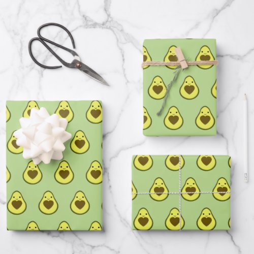 Avocado Love Cute Avocado with a heart Pit Wrapping Paper Sheets