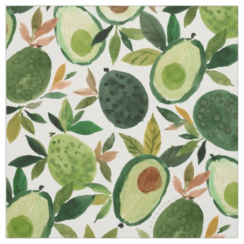 AVOCADO LOVER Botanical Watercolor Pattern Fabric