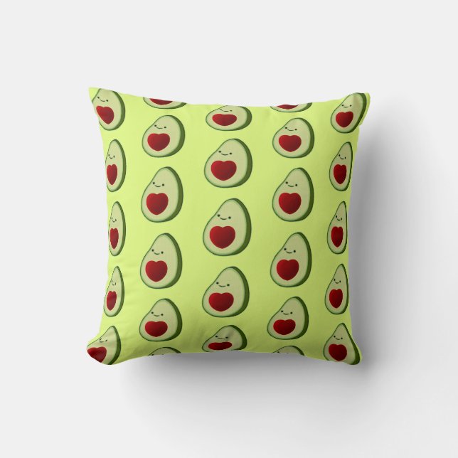 Avocado Lover Cute Cartoon  Throw Pillow (Front)