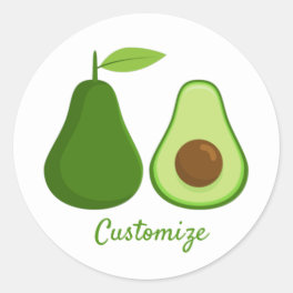 Avocado Lover Design Thunder_Cove Classic Round Sticker