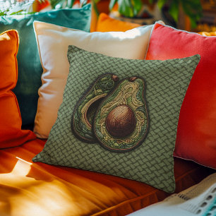 Avocado Lover Faux Embroidered Throw Pillow