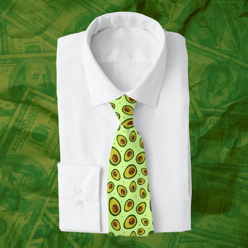 Avocado Lover Green Pears Patterned Vegan Neck Tie