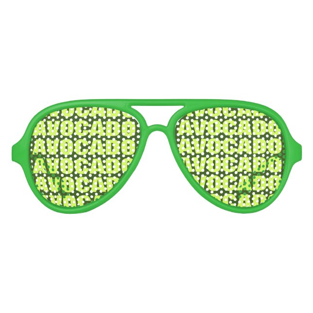 Avocado lover party shades. Funny green sunglasses (Front)