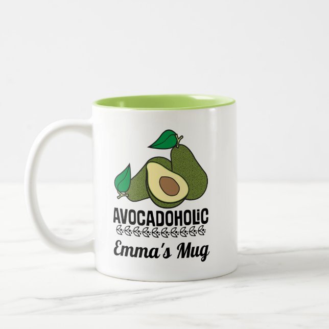 Avocado Lover Personalized Gift Two-Tone Coffee Mug (Left)