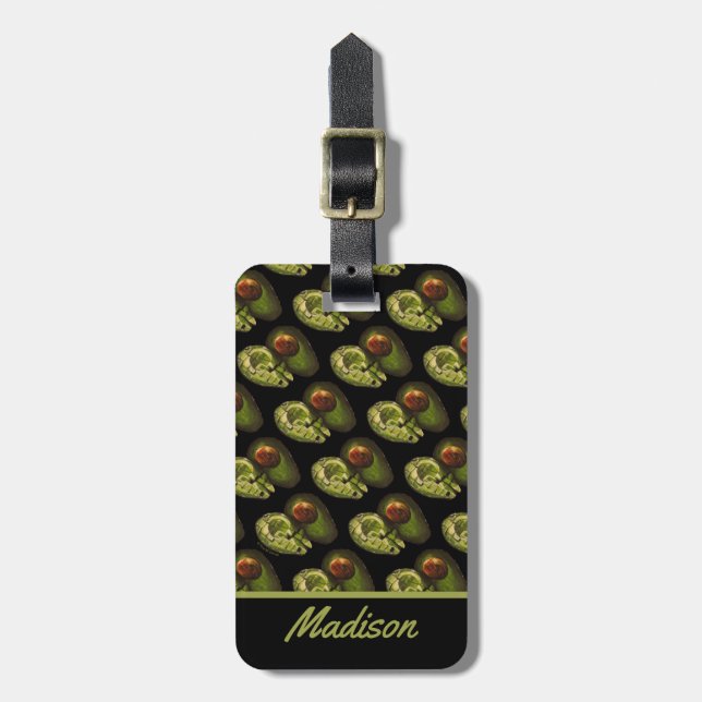 Avocado Luggage Tag - Optional Personalization (Front Vertical)
