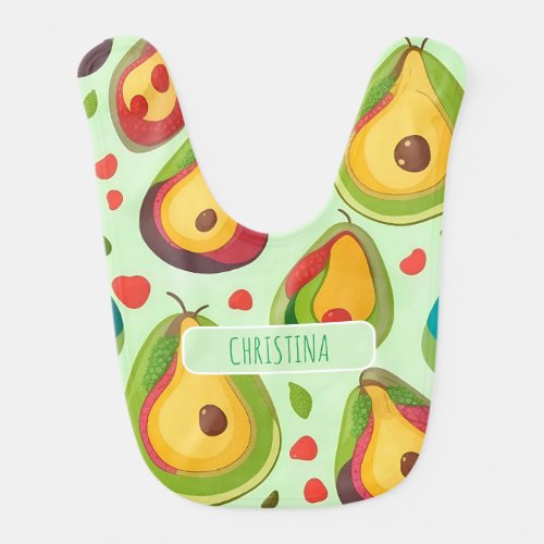 Avocado Mandala Colorful Personaliz Baby Bib