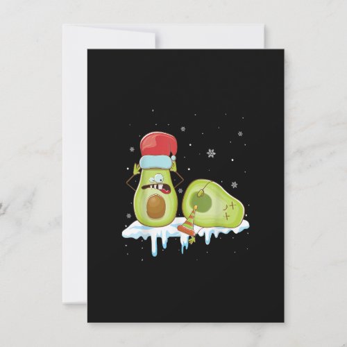 Avocado Merry Christmas Vegan Pajama Santa Hat Fun Invitation