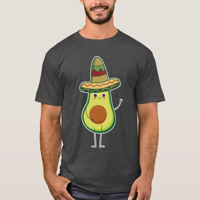 Avocado Mexican With Sombrero Mexicano Cute Gift T-Shirt (Front)