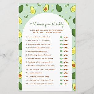 Avocado Mommy or Daddy Baby Shower Game